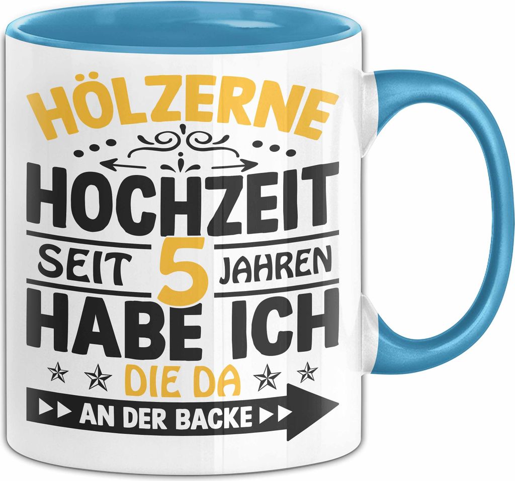 Hölzerne Hochzeit Tasse Geschenk Ehemann Ehefrau Partner Produktbild 