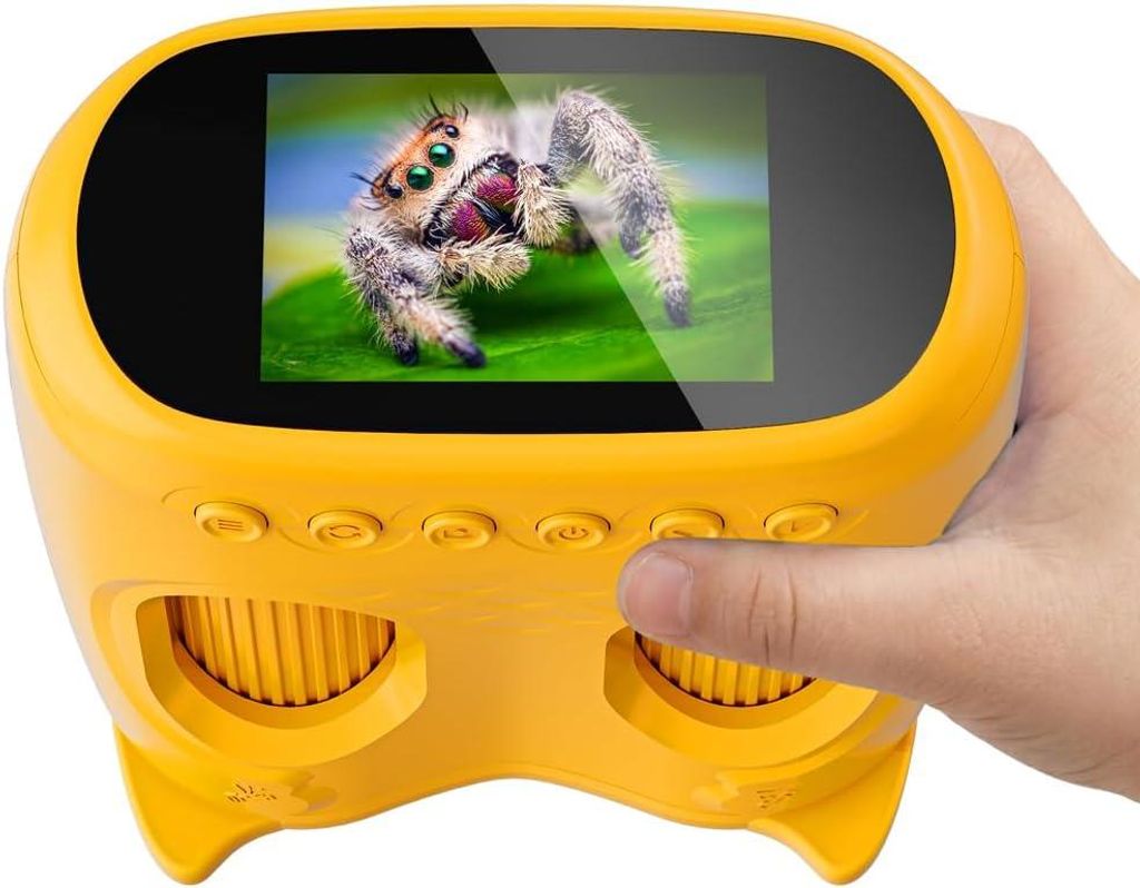 2-in-1 Mikroskop für Kinder und Fernglas für Kinder, 4K 2.0" Bildschirm, 1000X USB tragbares Taschenmikroskop, Wiederaufladbares Tragbares Ferngl...