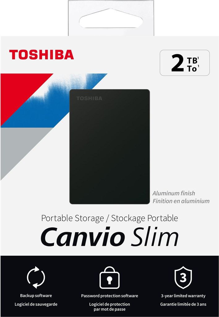 Toshiba Canvio Slim, 2 TB, 2.5", 3.2 Gen 1 (3.1 Gen 1), Produktbild 