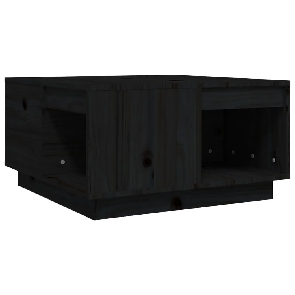 Tavolino da Caffè Nero 60x61x32,5 cm - Vero Legno Pino per la Casa