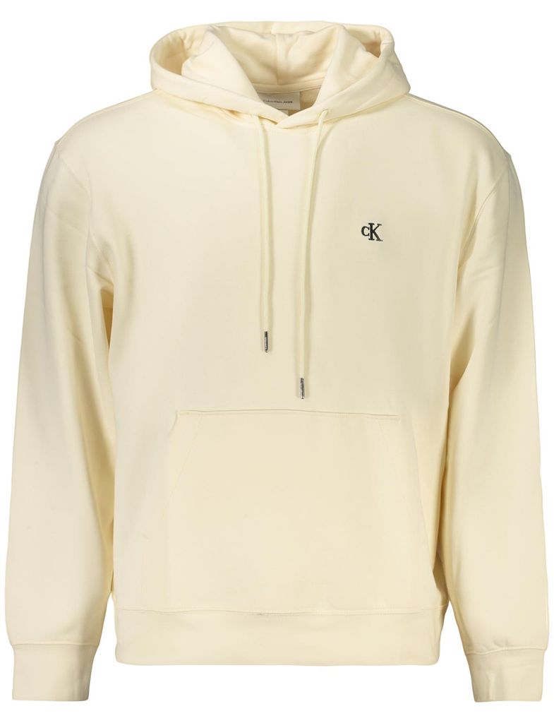Beiges Herren Sweatshirt: Kapuzenpullover ohne Reißverschluss, Stickerei