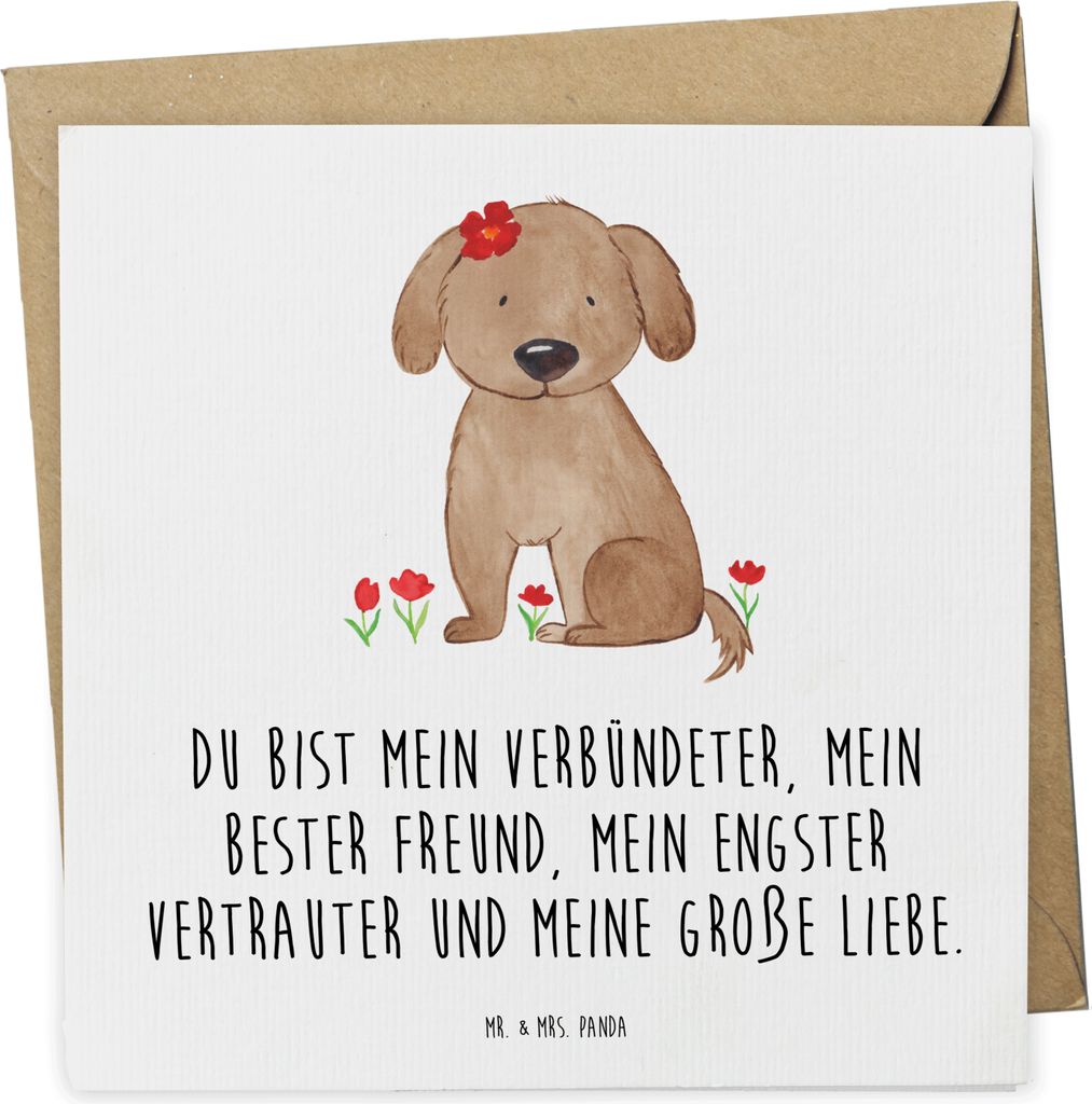 Mr. & Mrs. Panda Glückwunschkarte Hund Dame - Weiß - Geschenk, doppelkarte, Grußkarte, Sprüche, Verliebt, Hunde, faltkarte, Liebenswert, Klappk...