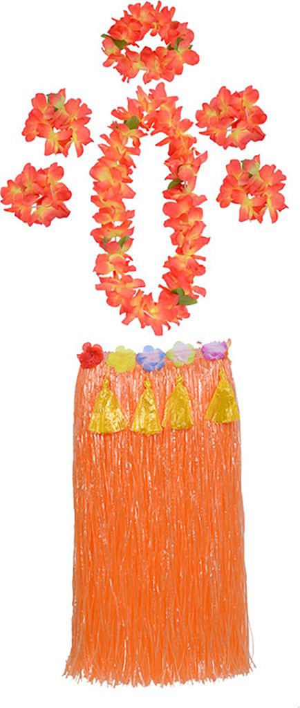 1 Set Hula Rock hohe elastische auffällige Kunststofffaser Hawaiian Hula Grasrock für den Sommer-Orange