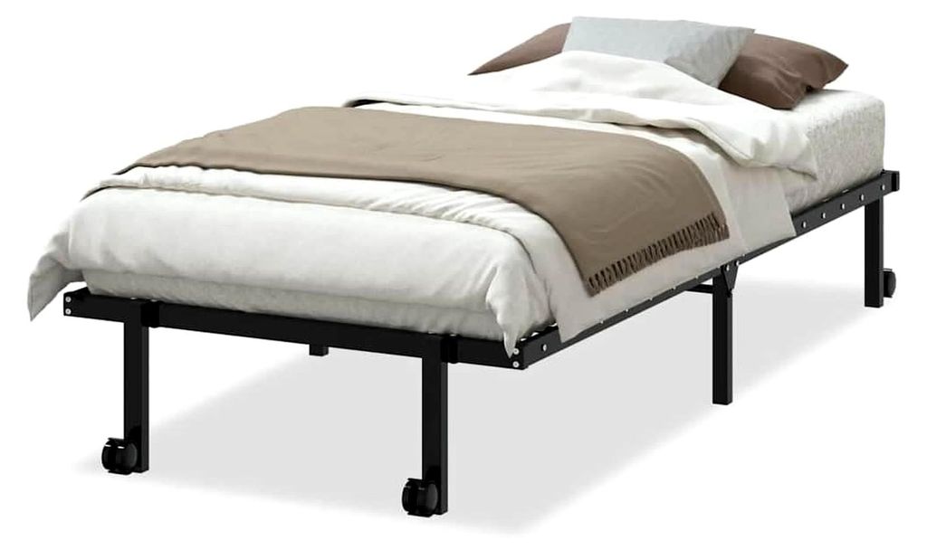 Klappbares Bettgestell Schwarz 90x190 cm aus Stahl