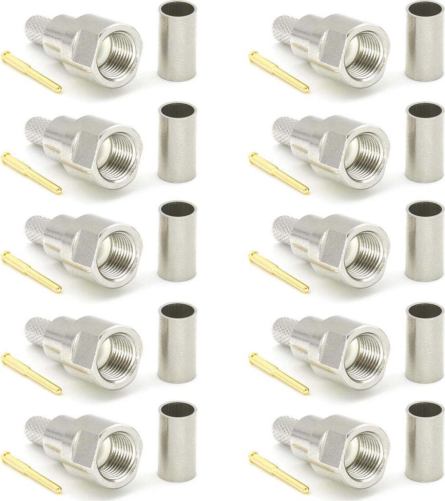 FME Stecker für RG58 LMR195 RG303 RG141 RG142 RG400 RF Crimp Koaxialkabel stecker vernickelt (10er-Pack)