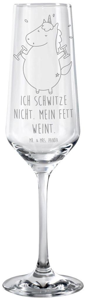 Mr. & Mrs. Panda Glas Einhorn Fitness - Transparent - Geschenk, Fitnessstudio, Kelchglas, Sport, Sektglas, Trinkglas, Unicorn, Gym, Champagnerglas,...