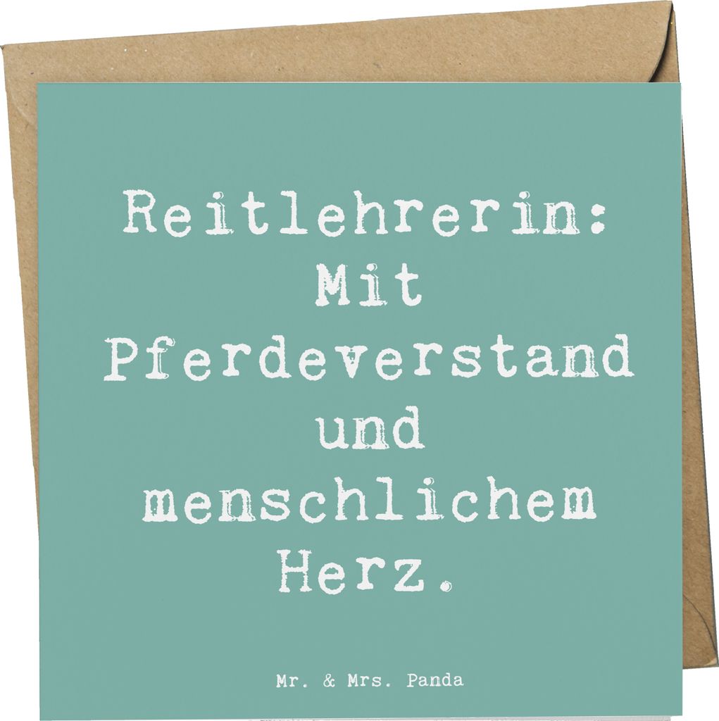 Mr. & Mrs. Panda Glückwunschkarte Spruch Reitlehrerin Herz - Meeresbrise - Geschenk, Reitplatz, Beruf, Klappkarte, Grußkarte, Reitlehrer, faltkar...