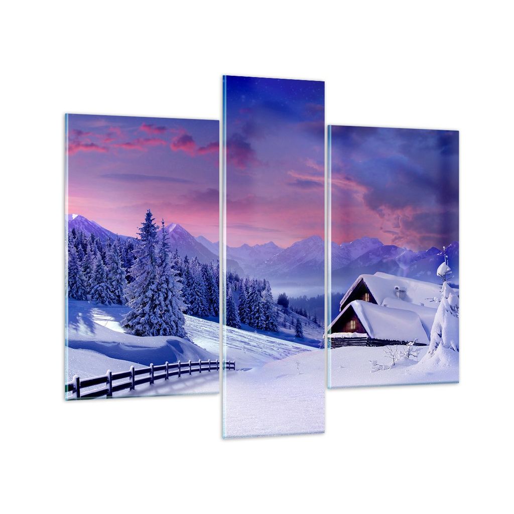 Bilder auf glas - Winter Landschaft Frost Schnee - 95x80cm - Glasbilder - Wandbilder - Kunstdruck - zum Aufhängen bereit - Wanddekoration aus Glas...