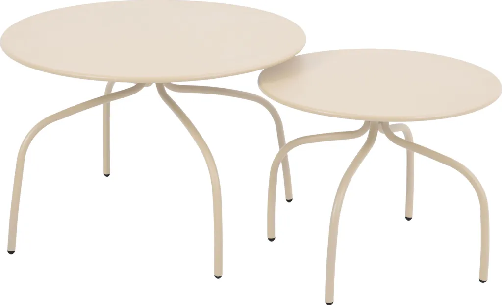 Tables de jardin gigognes en acier crème résistantes aux UV Oviala Venise