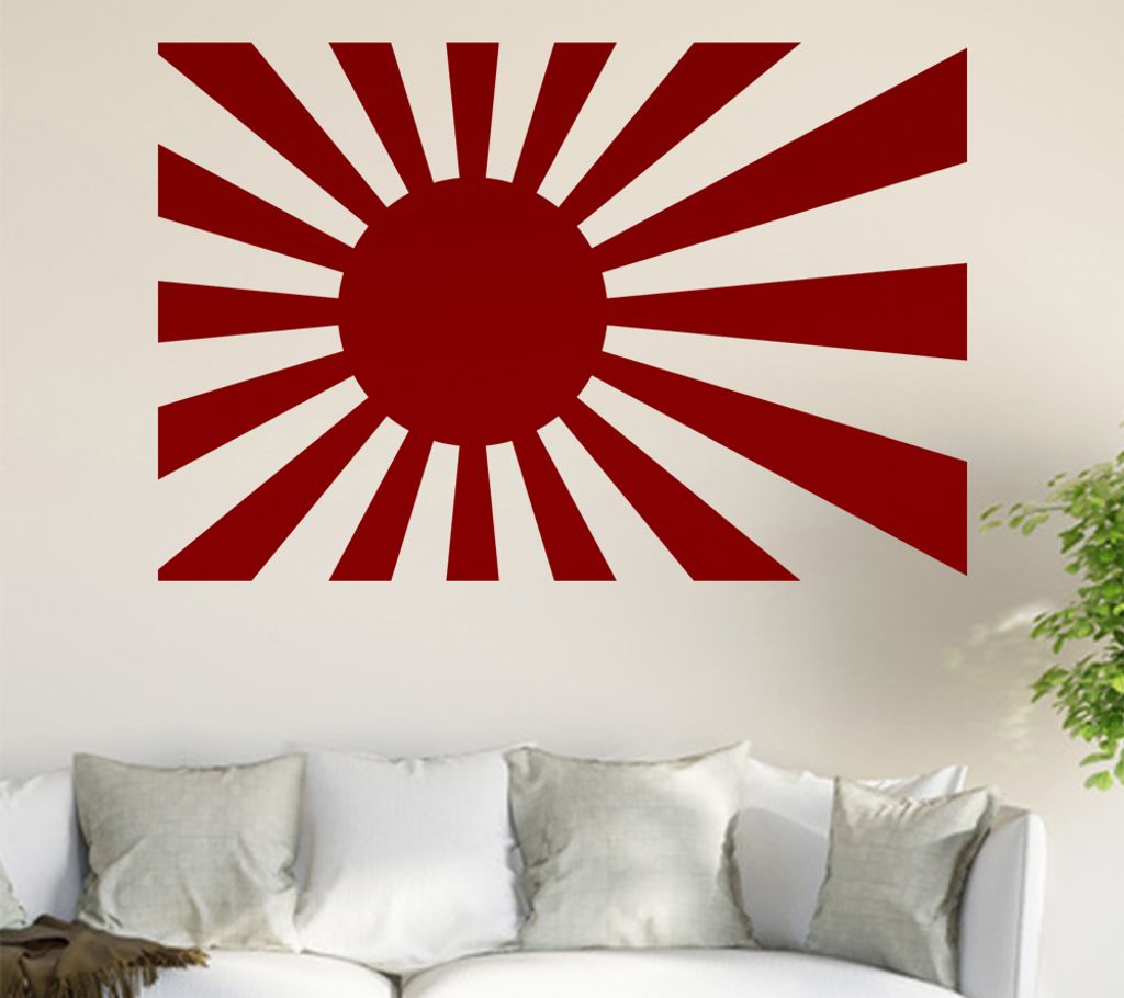 Japan Flagge Wandtattoo in 6 Größen - Wandaufkleber Wall Sticker - Dekoration, Küche, Wohnzimmer, Schlafzimmer, Badezimmer