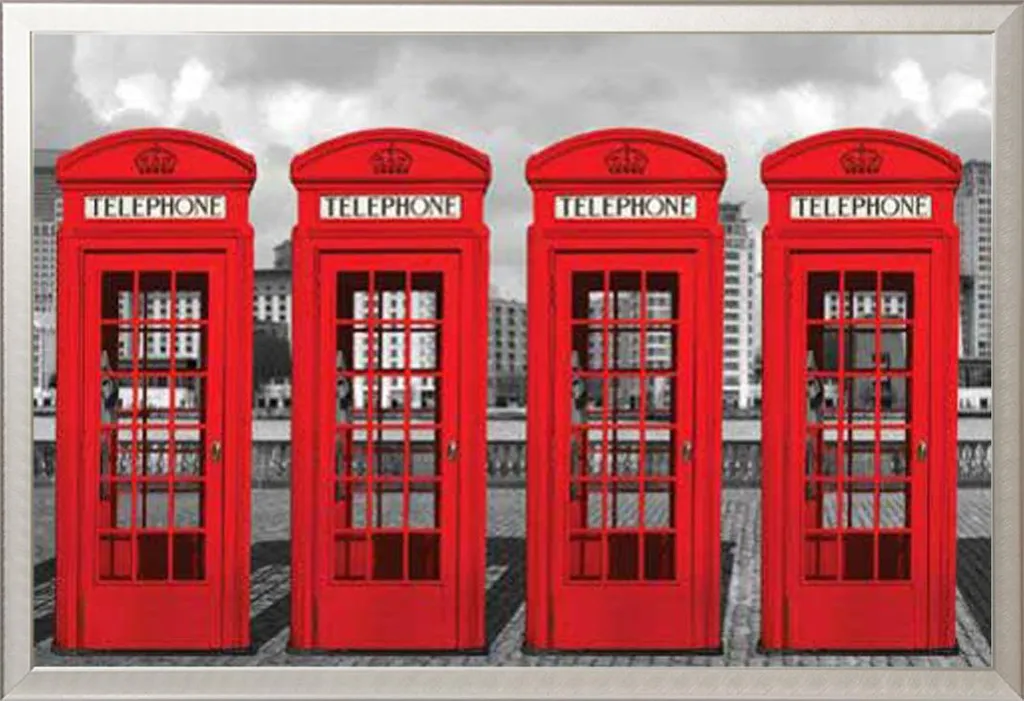 Cadre interchangeable Shinsuke® argenté avec poster Londres Phoneboxes