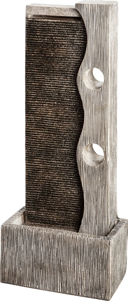 Dehner Gartenbrunnen Eclipse mit LED Beleuchtung, ca. 100 x 40 x 19.8 cm, Polyresin, grau