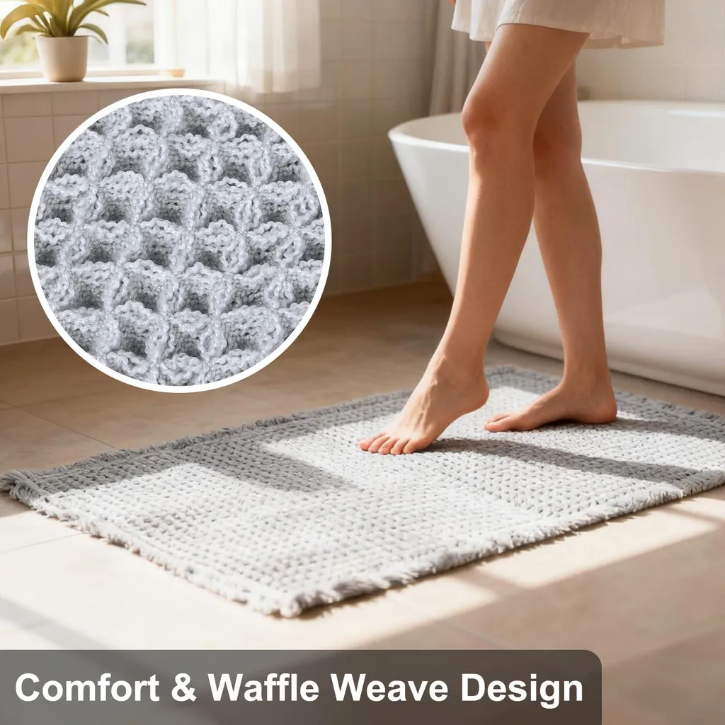 Tapis de douche rectangulaire gris clair, sortie de bain antidérapante