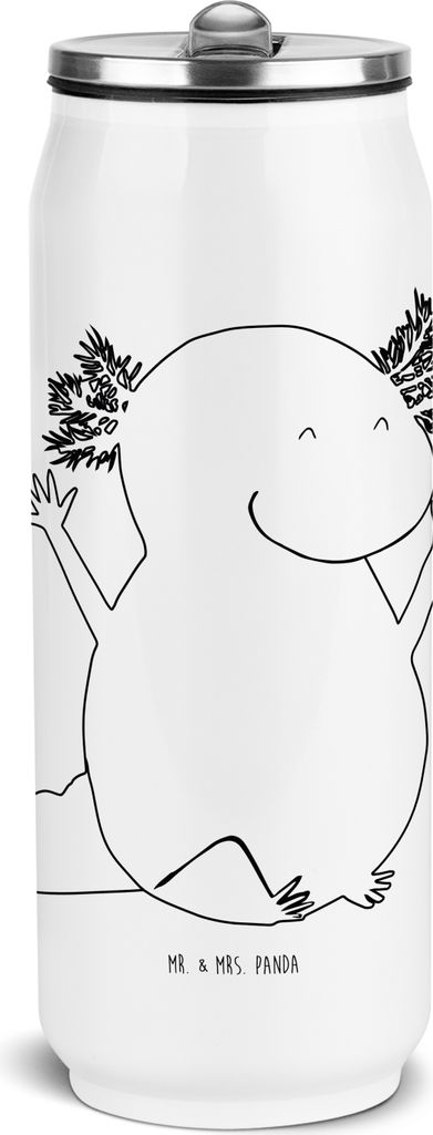 Mr. & Mrs. Panda Thermoflasche Axolotl Hurra - Weiß - Geschenk, Trinkflasche, sport, Motivation, Getränkeflasche, Freude, Lurch, Spaß, Getränke...