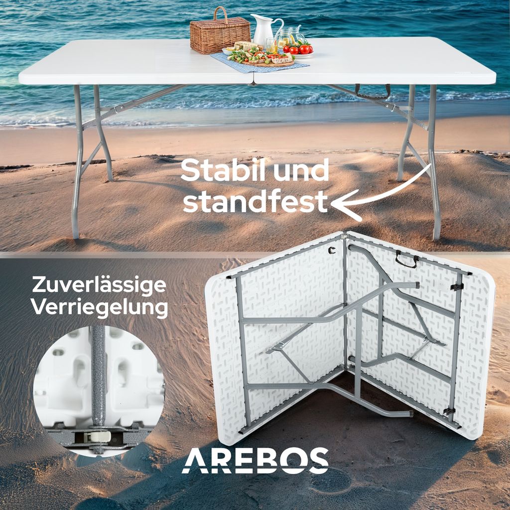 AREBOS stół bufetowy składany 182 x 74 x 74 cm stół Zdjęcie produktu 4