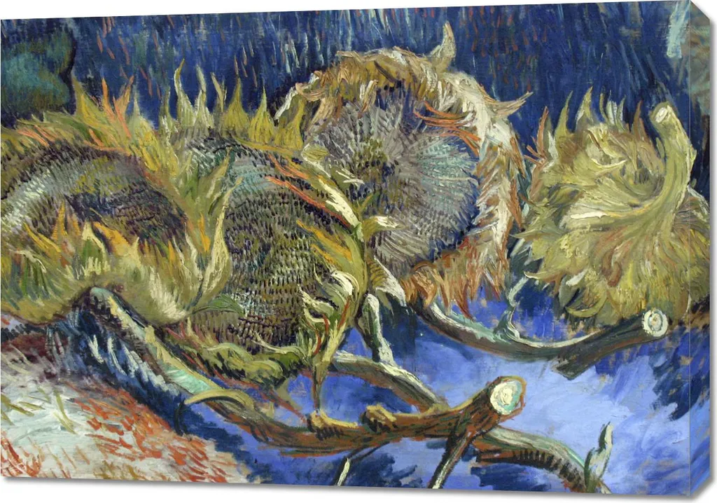 Quadro Vintage Van Gogh Girasoli Appassiti - Tela Arredo 100x70 cm