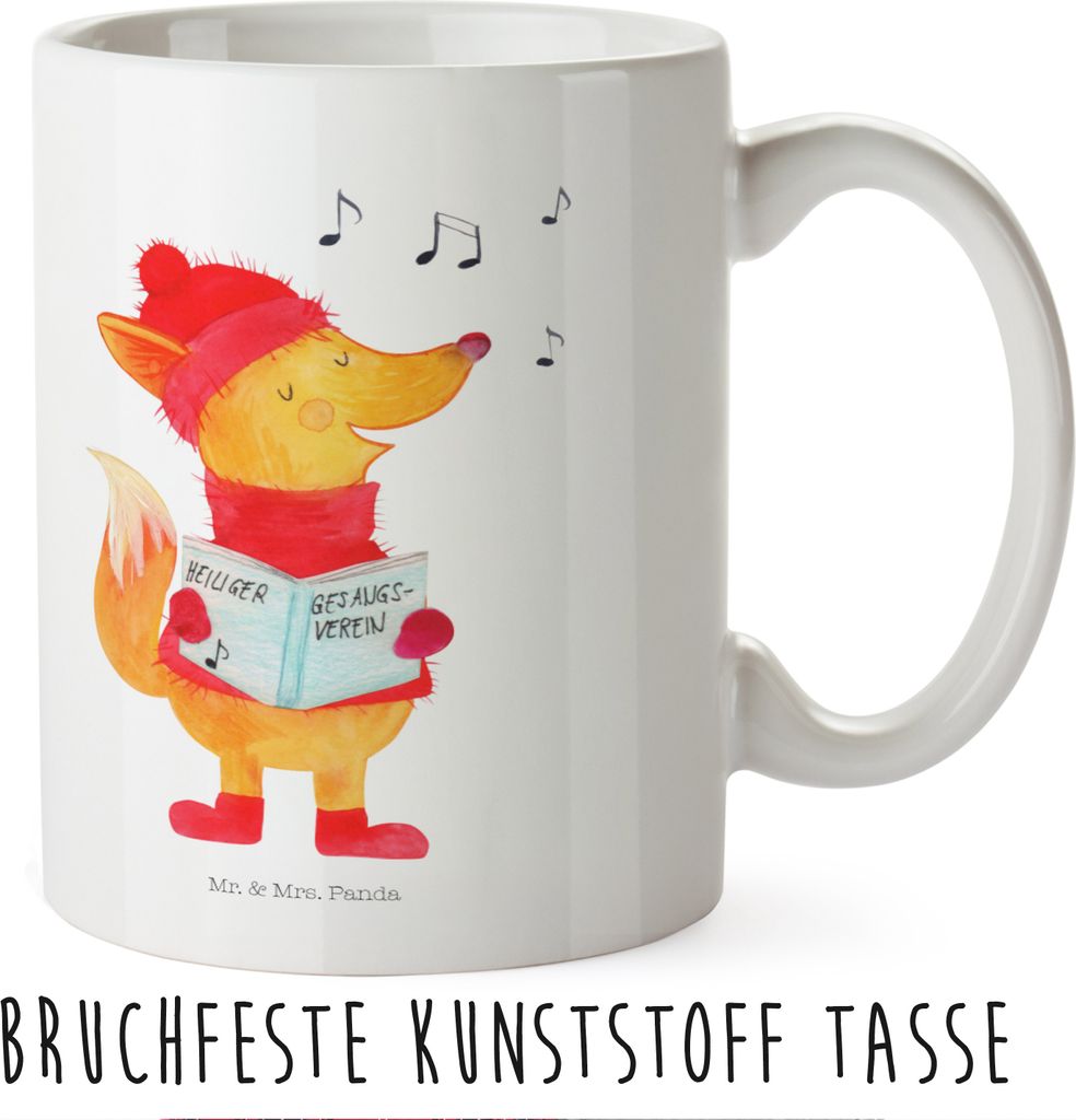 Mr. & Mrs. Panda Plastikbecher Fuchs Sänger - Weiß - Geschenk, Winter, Trinklernbecher, Kindertrinkbecher, Weihnachten, Camping Tasse, Singen, Po...