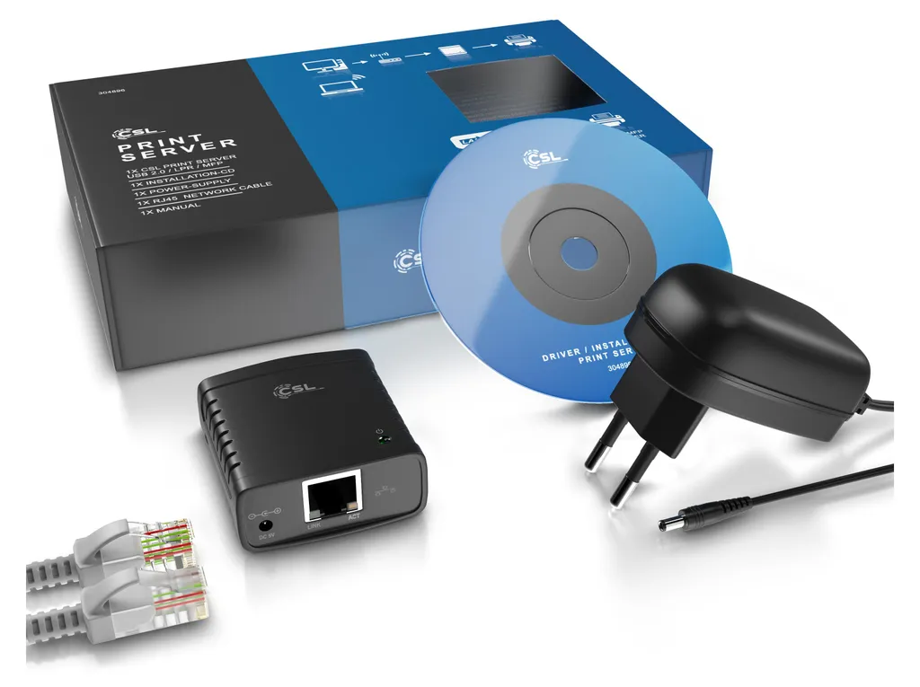 Serveur d'impression USB Fast Ethernet compatible Windows 10 et MacOS