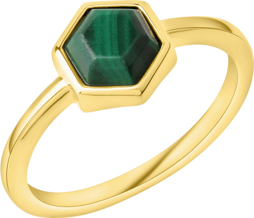 Celesta Silber Ring 925/- Sterling Silber gelb 058 (18,5) Malachit grün 358271497-2