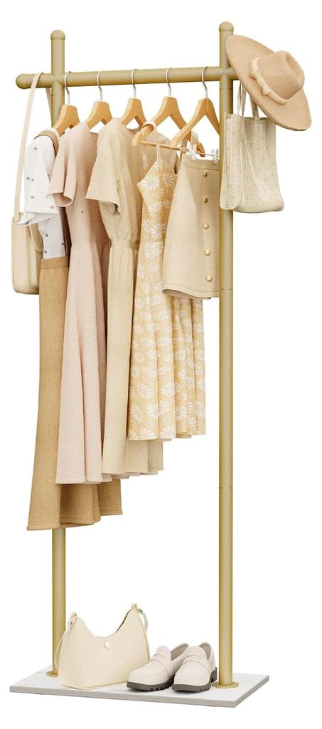 Metall Garderobenständer, Freistehender Kleiderständer mit Rechteckiger Basis, Moderner Kleiderständer für Eingangsbereich, Flur, Büro, 175 cm...