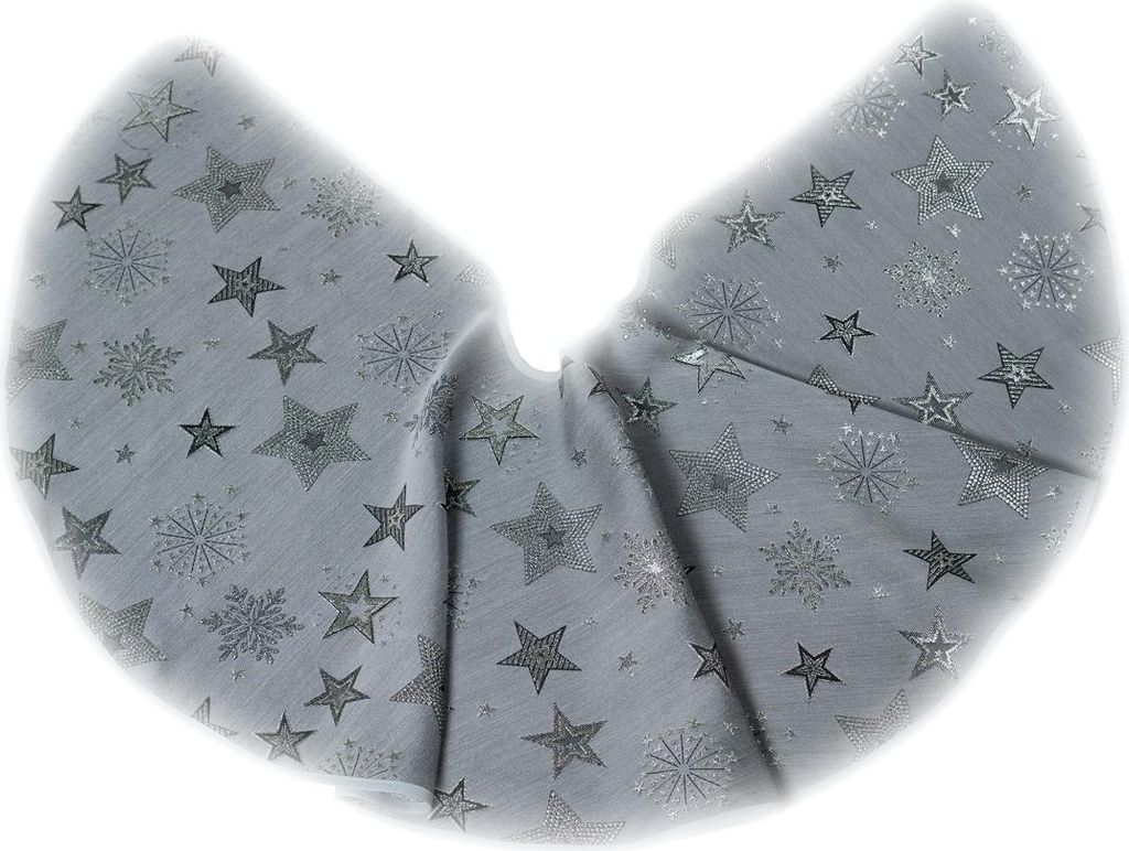 Weihnachtsbaumdecke Stickerei Sterne Winter Weihnachten Deko hellgrau - 100 cm rund
