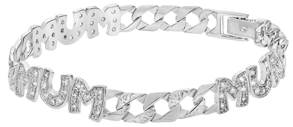 Wunderschönes 925 Sterling Silber Damen - Mum Armband mit Zirkonia - 6mm, 12 Gramm; TRS25060