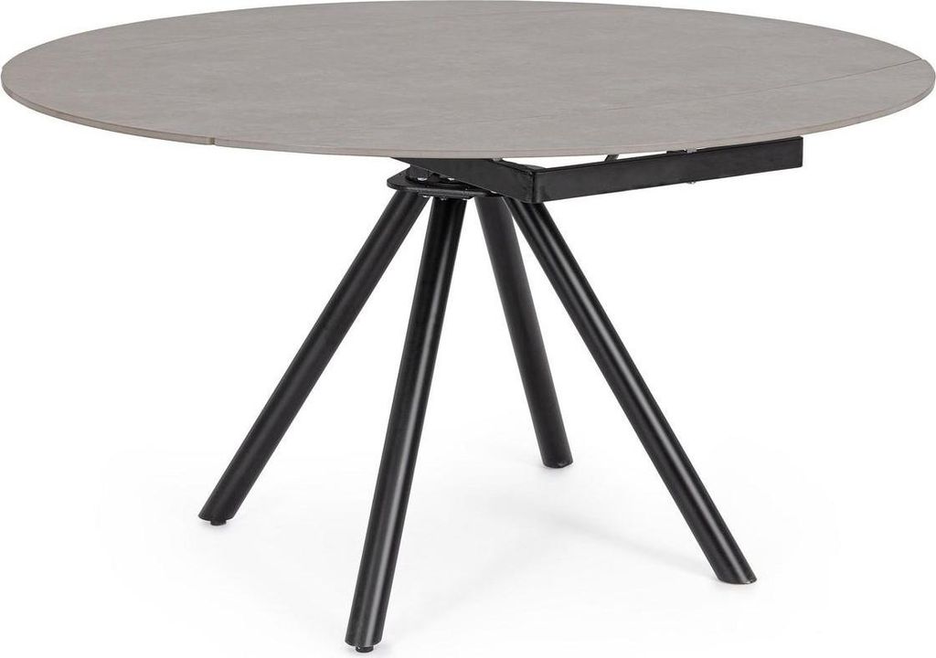 Tisch Rauni 85-135 x 85 x 75 cm Stahl Schwarz, Grau.