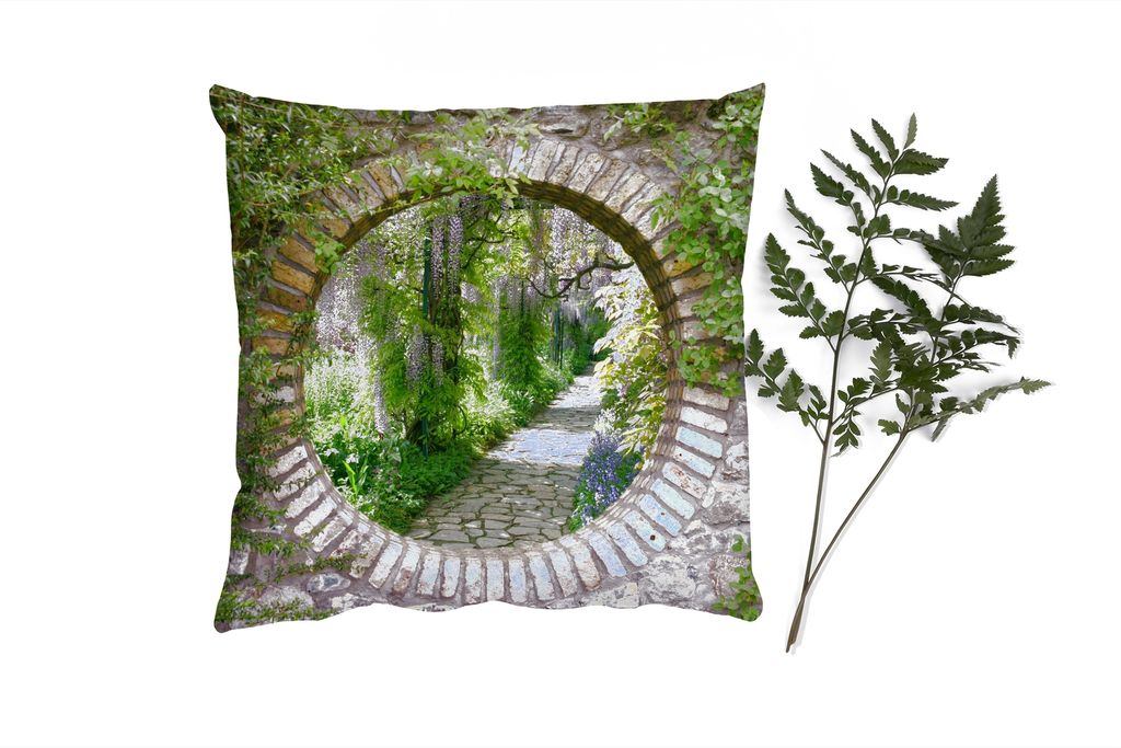 MuchoWow Zierkissen Sofakissen Wohnzimmer Dekokissen 45x45 cm Wald - Steine - Aussicht - Weg - Schlafpolster - Polster für das Sofa