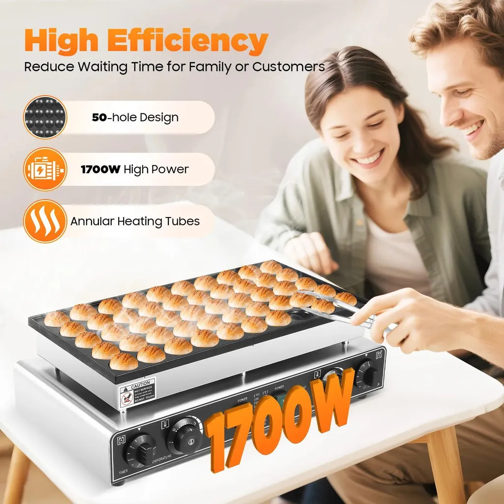 Mini crêpière électrique antiadhésive 50 trous pour cuisson sans coller