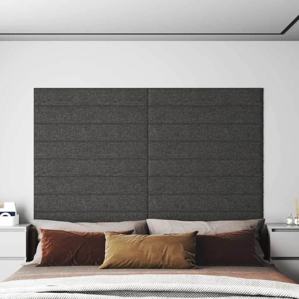 Testiera Letto Componibile 12 Pannelli Tessuto Grigio Scuro 90x15
