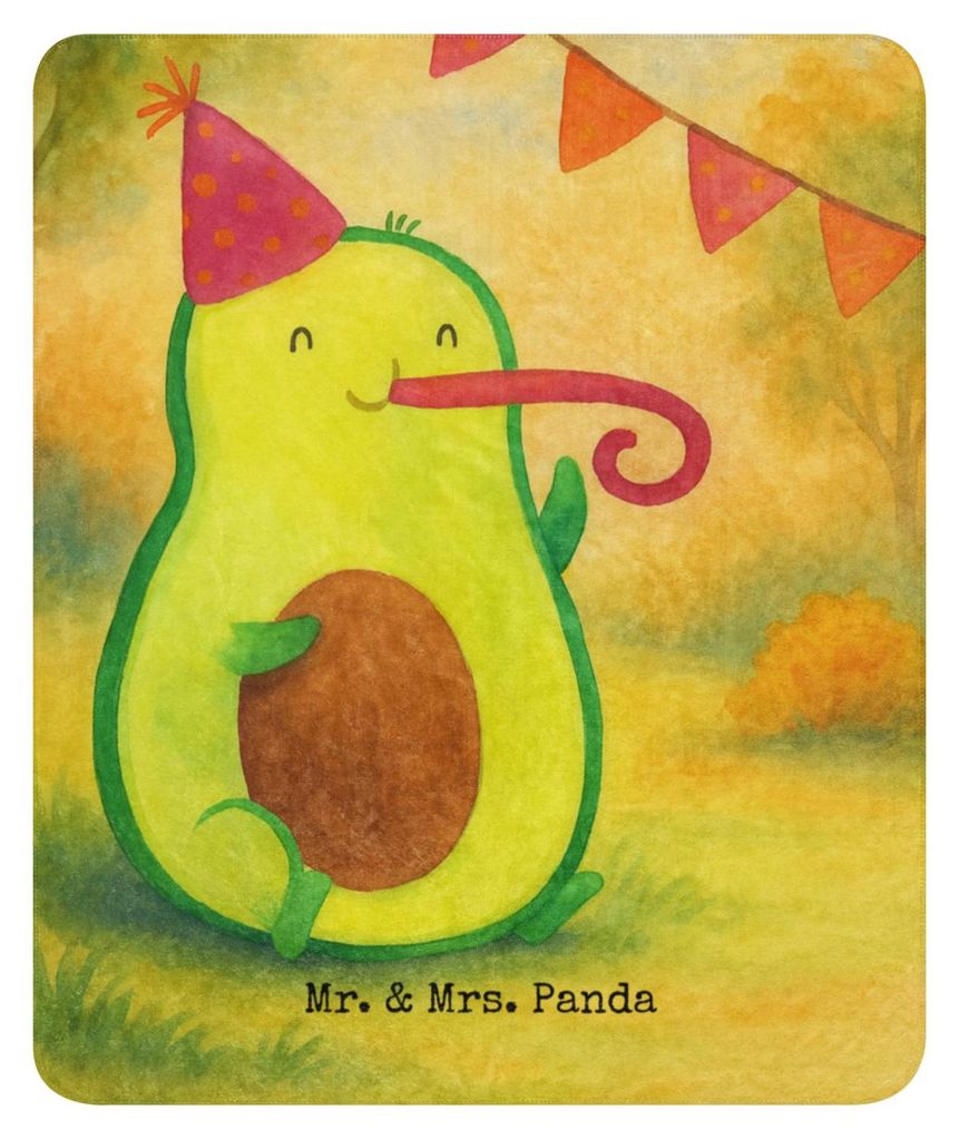 Mr. & Mrs. Panda Kuscheldecke Avocado Geburtstag Design 130 x 155 cm - Weiß - Geschenk, Überraschung, Heimdecke, Couchdecke, Tagesdecke, Frucht, ...