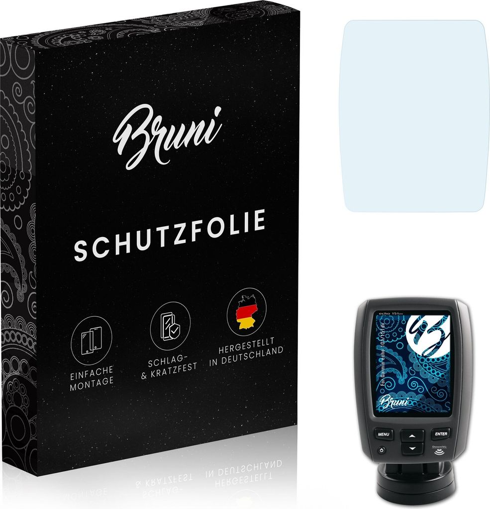 Bruni Basics-Clear 2x Schutzfolie kompatibel mit Garmin echo 101/151dv Folie