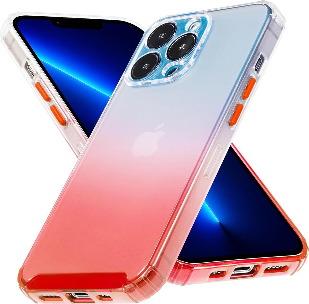 Conie Farbverlauf Schutzhülle für iPhone 13 Pro Silikon Case Kamera Schutz Cover Hülle in Rot matt