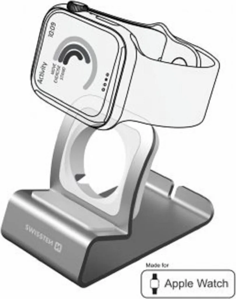 Stand Alluminio Swissten Argento per Apple Watch: Eleganza e Ordine