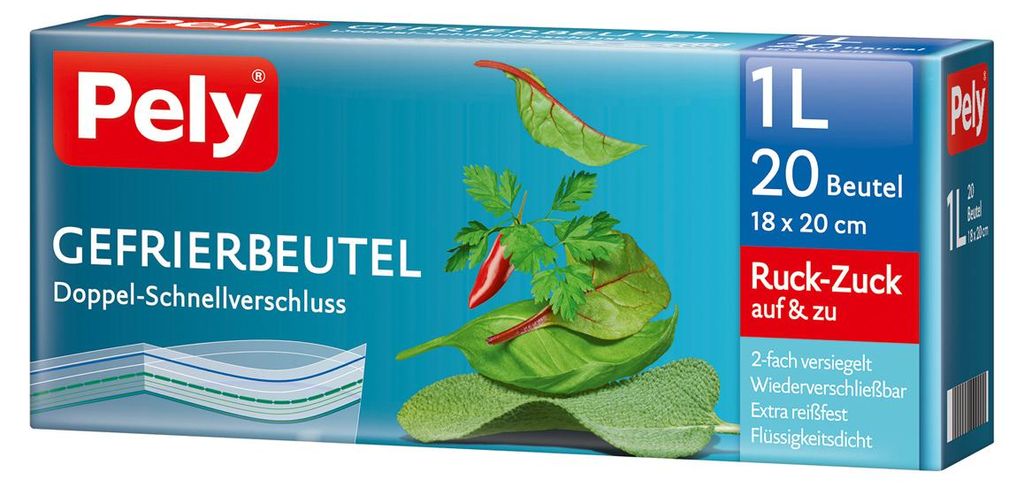 Sáčky do mrazničky Pely s dvojitým rychlouzávěrem 1 litr 20 Obrázek produktu 