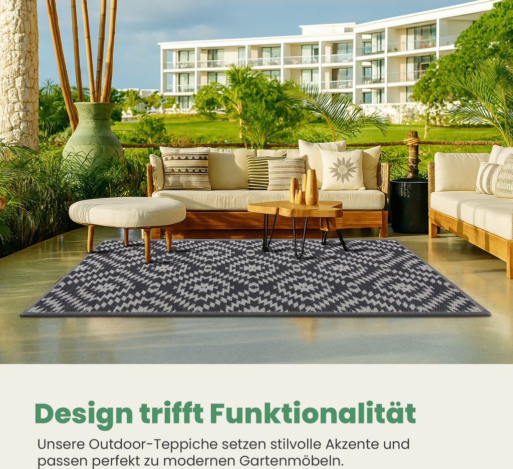 Outdoor Teppich Karo 120cm x 180cm Outdoorteppiche