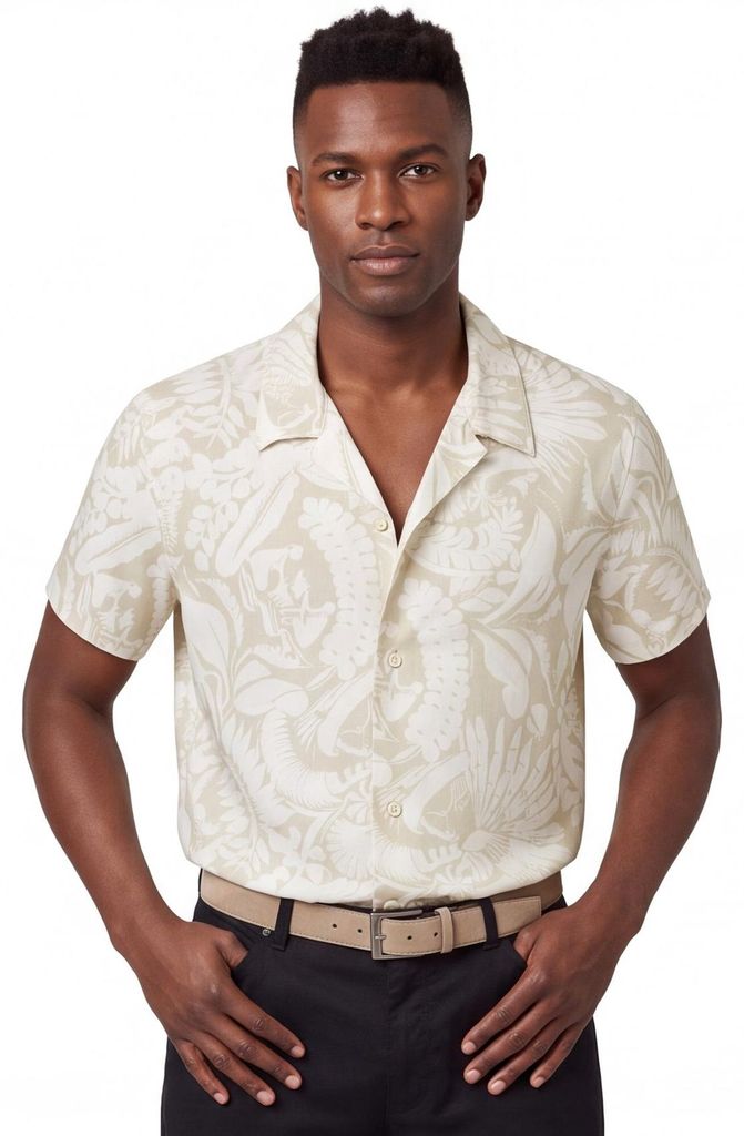 Overhemd BOSS Black beige Beach lijn viscose Produktbild 