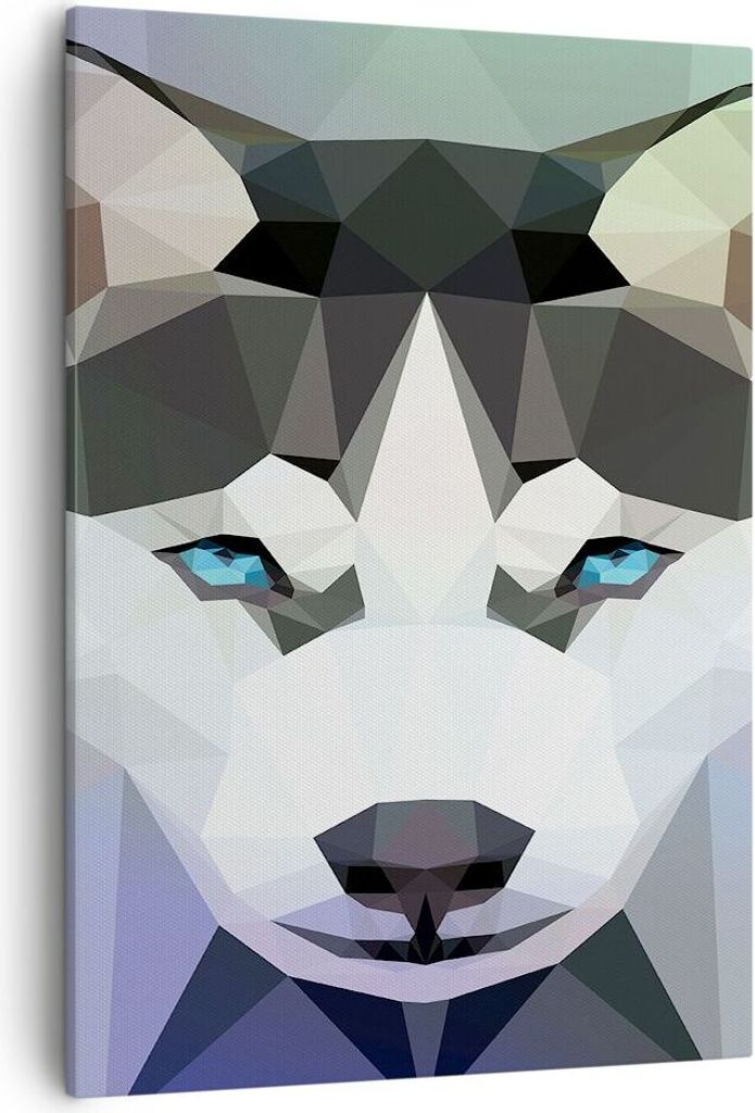 Bild auf Leinwand - Leinwandbild - Einteilig - Hund Husky Portrait - 50x70cm - Wand Bild - Wanddeko - Wandbilder - Leinwanddruck - Wanddekoration -...