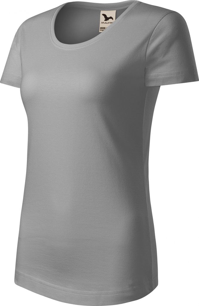 Damen T-Shirt aus Baumwolle, 100% GOTS-Baumwolle, unbedruckt, einfarbig, 160g/m2, Farbe altes Silber, Größe XS
