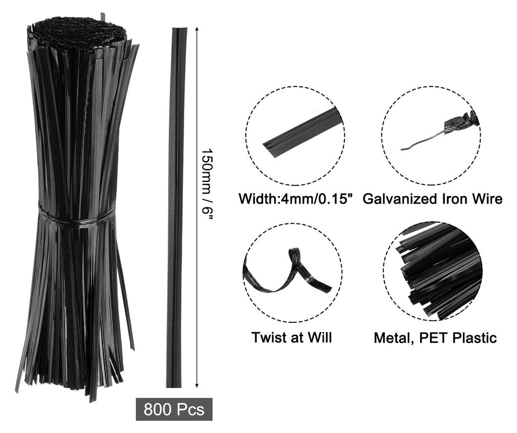 800 Stš¹ck 6" Twistbinder, Metallische Twist Ties, Wiederverwendbare Kunststoffummantelte Twist Ties fš¹r B?ckerei, Sš¹?igkeitenbeutel, Kaffe...