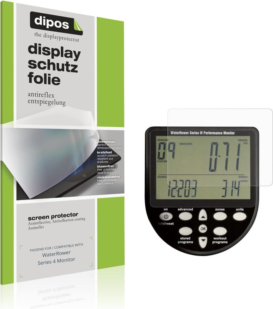 4x Schutzfolie für WaterRower Series 4 Monitor matt Displayschutzfolie Folie Display Schutz dipos