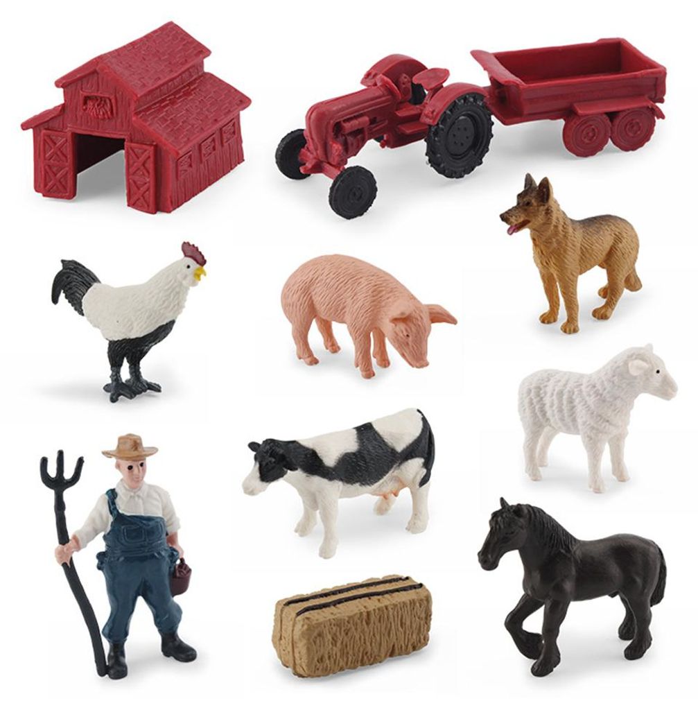 10 Stück Bauernhof-Tierfiguren, Spielzeug, realistische Produktbild 