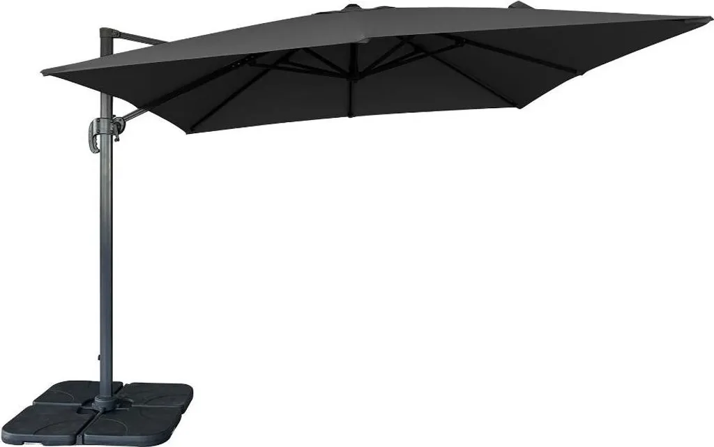 Grand parasol déporté carré Bea 295x295cm noir avec mât articulé