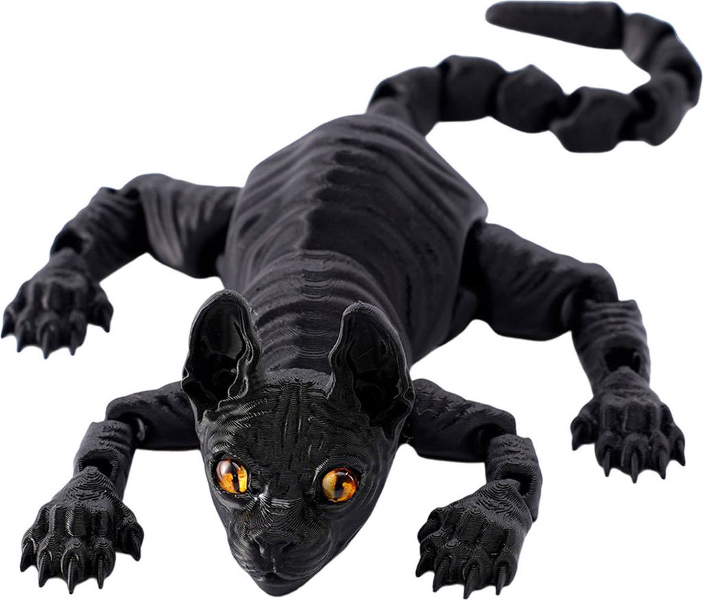 3D-gedruckte, haarlose Katzenfigur mit beweglichen Gelenken, Sphynx-Katzenfigur, bewegliches Tiermodell, Spielzeug, Heim-, Büro-, Bücherregal-, S...