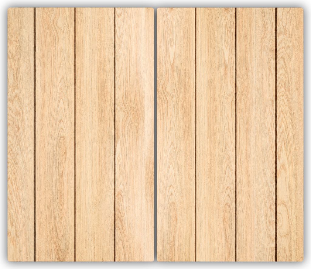 Tulup Glas-Herdabdeckplatte - 2x30x52cm - Glaskeramikkochfeld-Abdeckung Spritzschutz Zweiteilig Holz