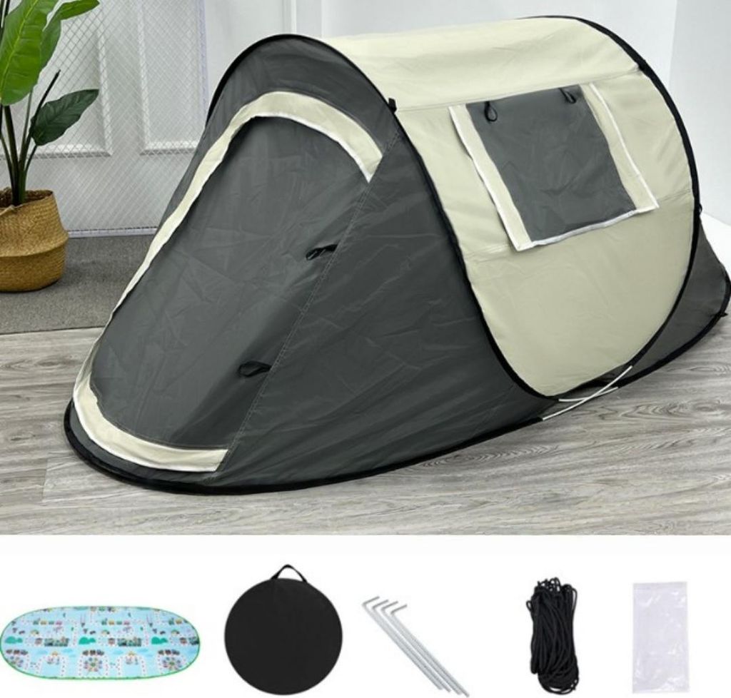 Automatik-Schnellaufbauzelt 190T Silberbeschichtung UV-Schutz wasserdicht 1-2 Personen Campingzelt