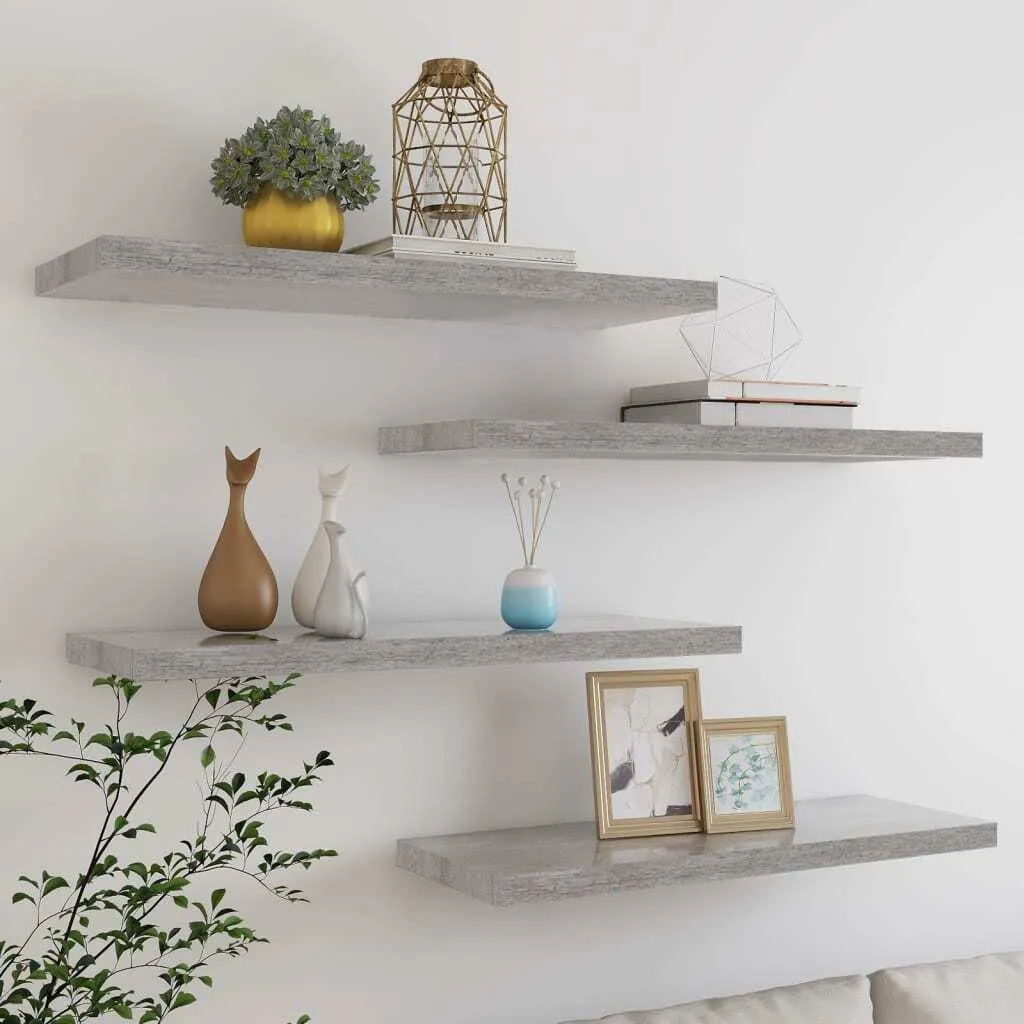 Mensole 80cm Grigio Cemento Set da 4 | Ideali per Casa e Ufficio