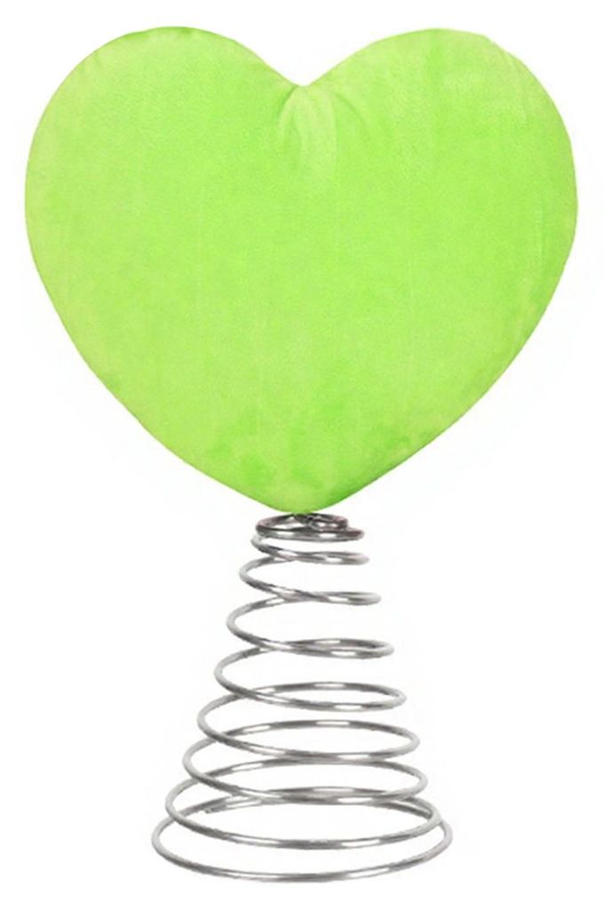 Grüne Herz-Baumspitze, weiches Plüschherz, gefülltes Herz mit Metallfederfuß für kleine und große Bäume, Dekoration für die St. Patrick's D...