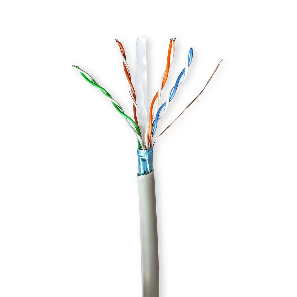 Nedis CAT6 Netzwerkkabel Rolle - Stranded - F/UTP - CCA - 100 m - Innen - Rund - PVC - Grau - Pull Box - ausziehbar