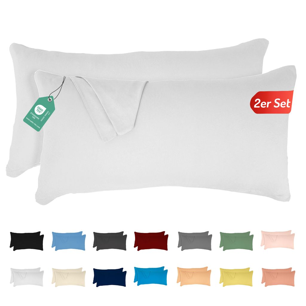 Jersey Kissenbezug 2er Set 40x80 Cm 100 Baumwolle Weiss